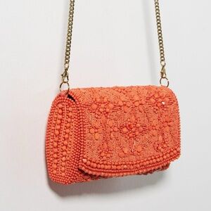 Anthropologie Tonal Beaded Crossbody Bag with matching headband